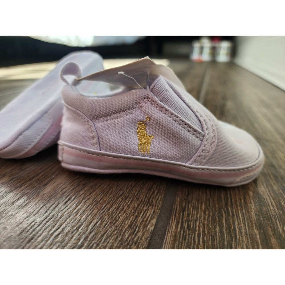 Polo Ralph Lauren Bal Harbour Repeat Baby Shoes White Multi Pony Slip On Size 3 - Picture 3 of 5